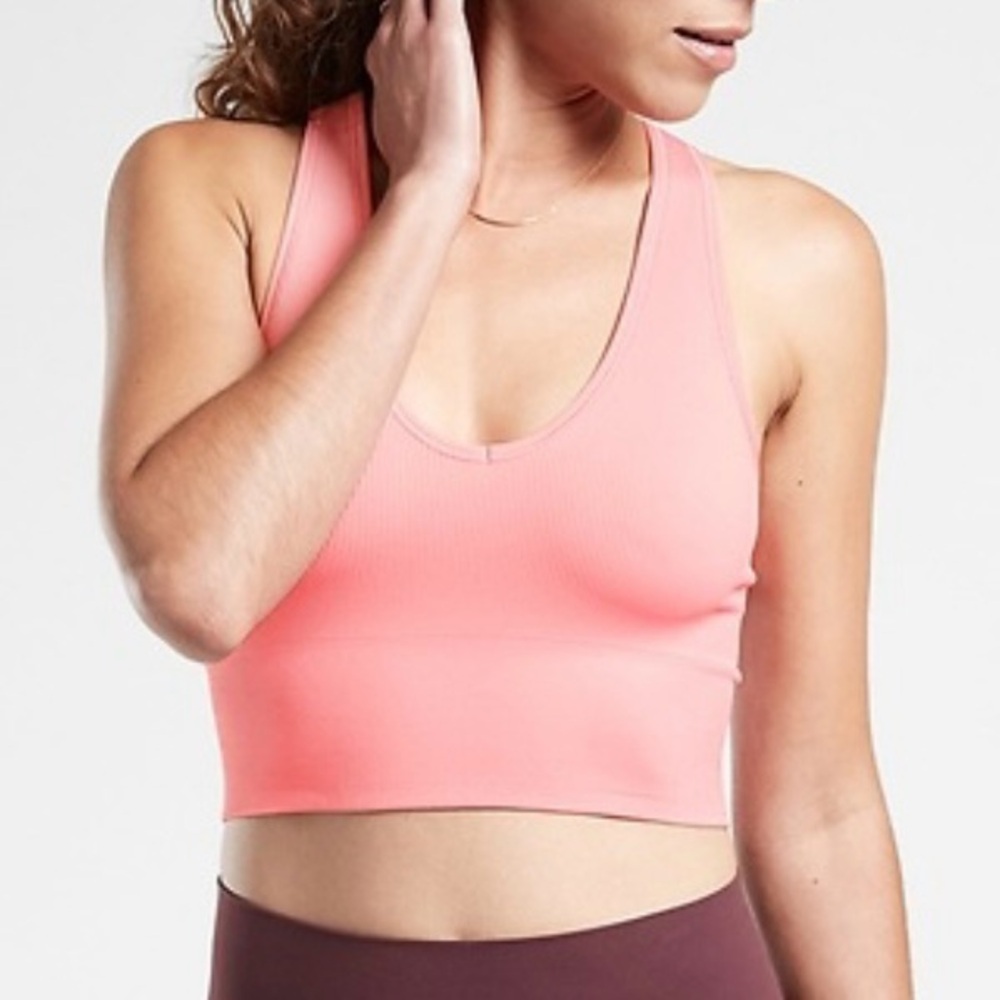 ATHLETA Flamingo‎ Pink Aurora Seamless Crop Rib Active Workout Yoga Tank Top XS